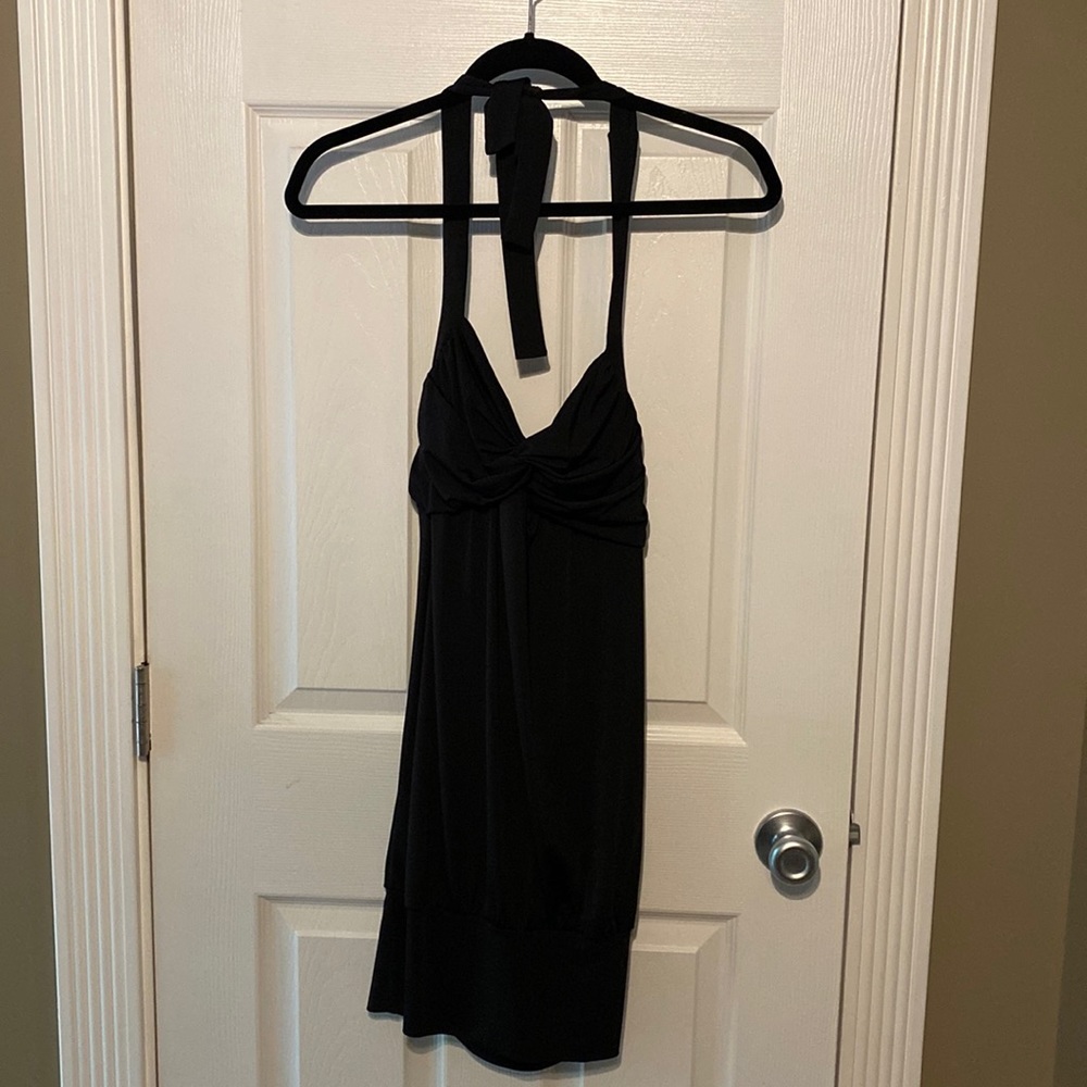 Black halter neck mini dress sz med